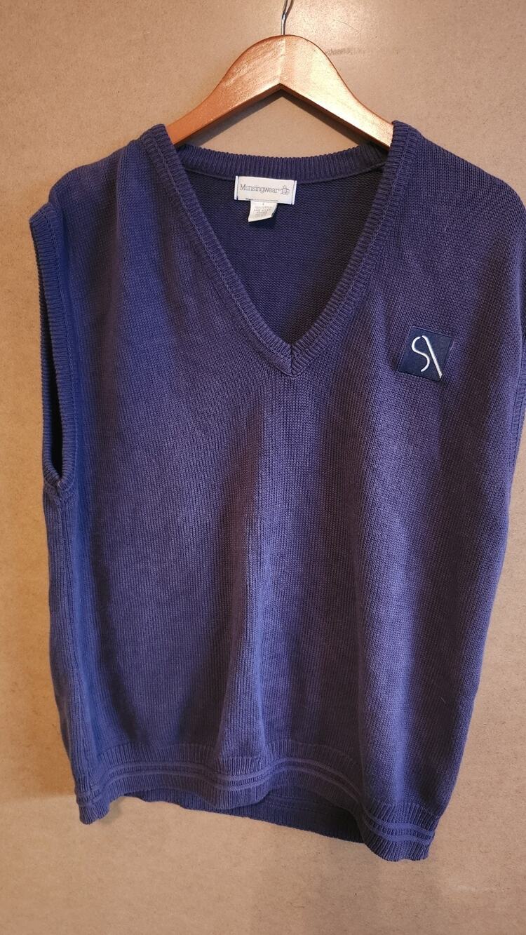 Vintage 70s 80s Munsingwear Sleeveless Blue Vest Mens SZ L Golf Grandpa Mt95